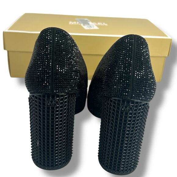 Michael Kors Maxine Pumps Size 8.5 Black Studded Rhienstone Pointed Toe Heels - Picture 12 of 15
